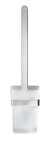 WC-Bürstengarnitur aus satiniertem Glas mit Halter aus Chromstahl
