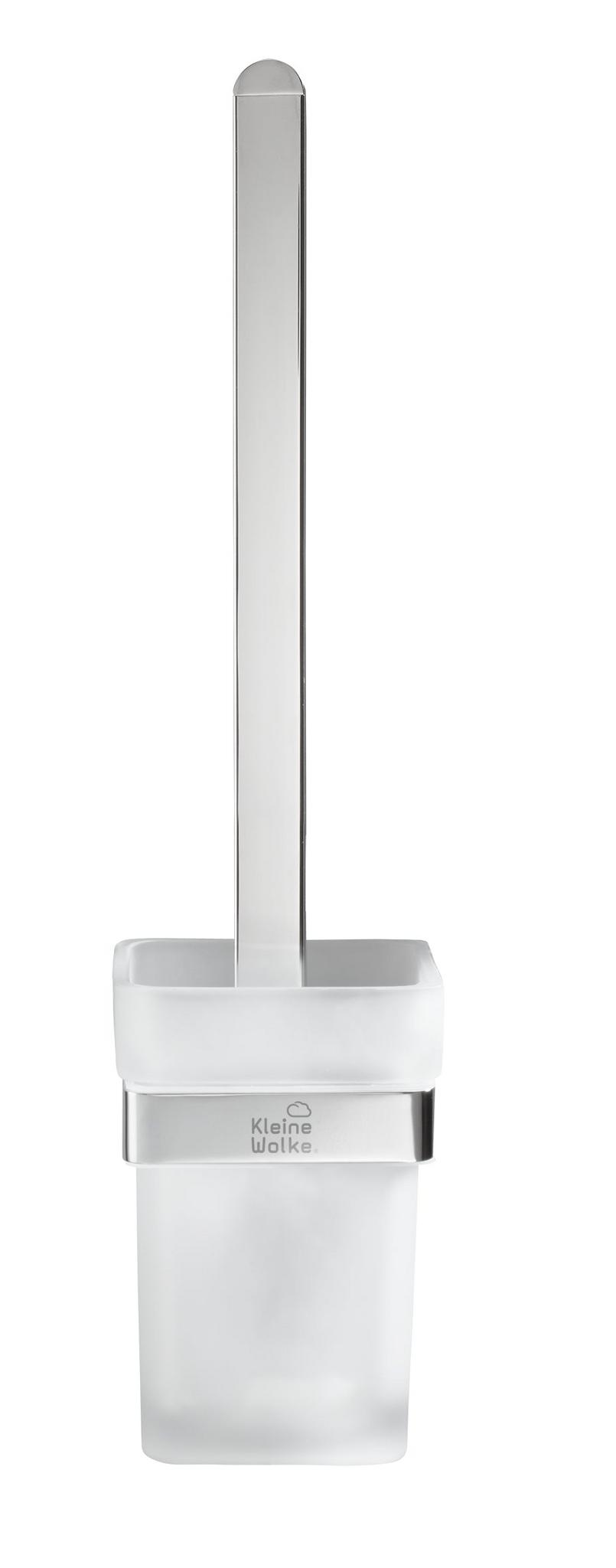 WC-Bürstengarnitur aus satiniertem Glas mit Halter aus Chromstahl