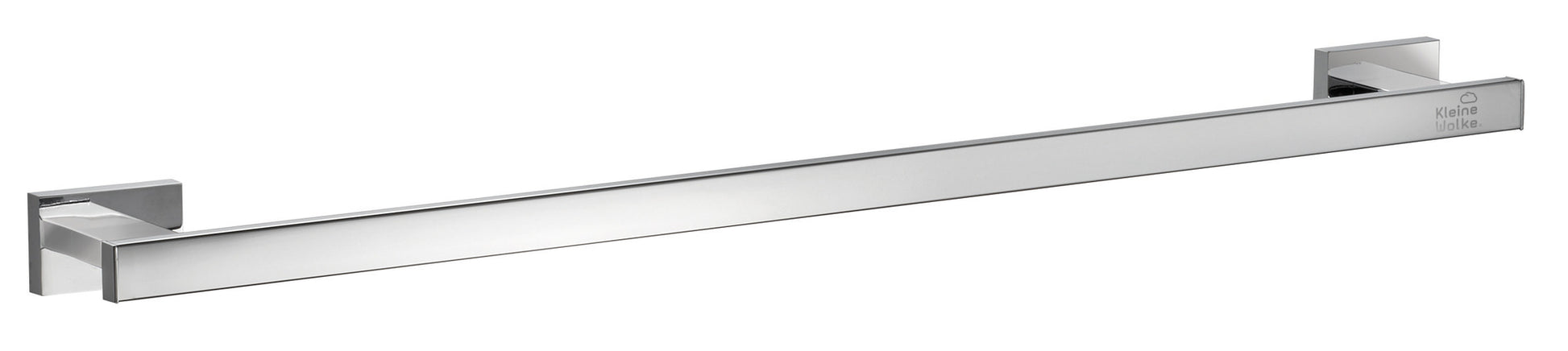 Chromfarbene eckige Handtuchstange mit quadratischen Wandhaltern