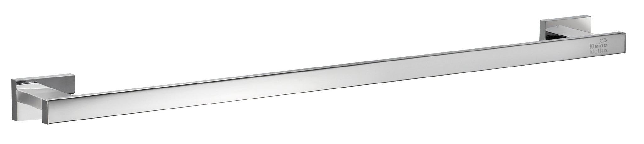 Chromfarbene eckige Handtuchstange mit quadratischen Wandhaltern