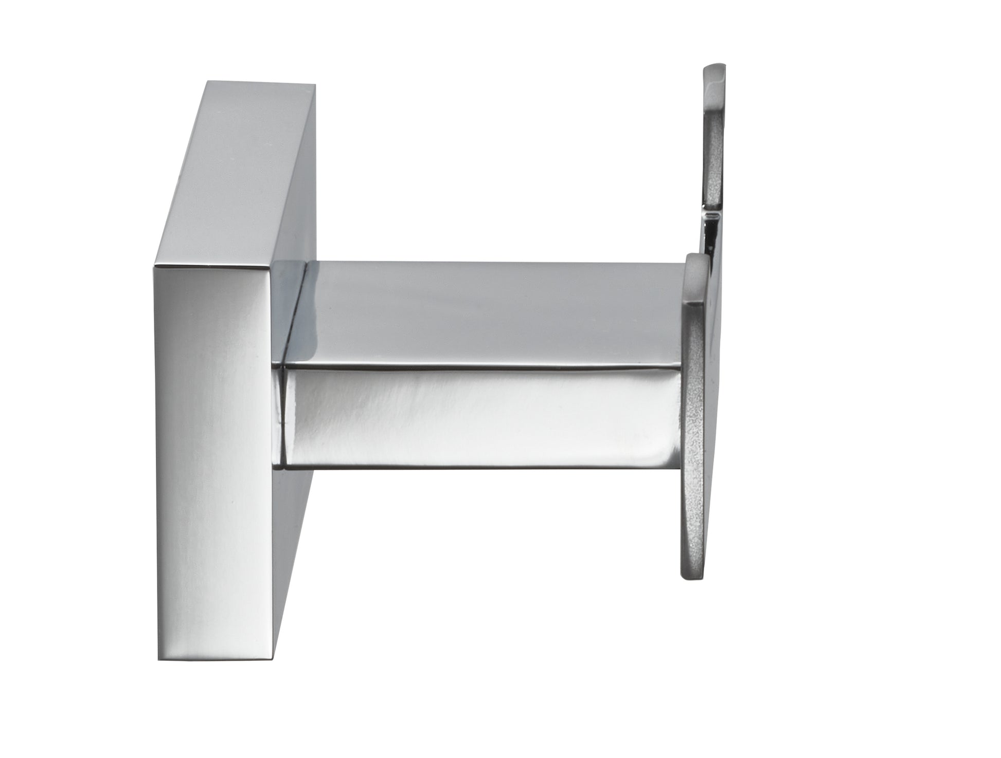 Chrom-Wandhaken aus Metall mit eckiger Grundplatte in Seitenansicht