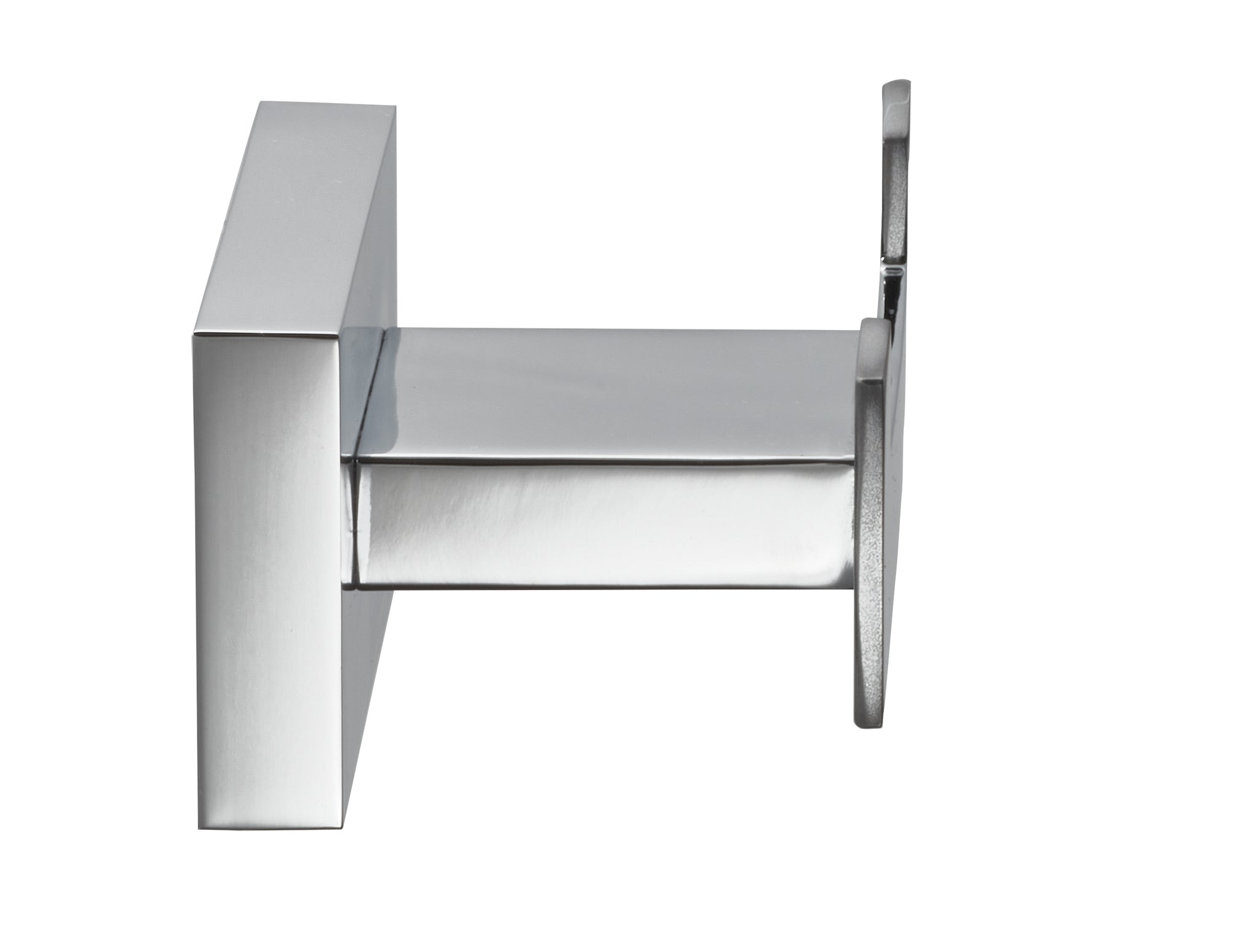 Chrom-Wandhaken aus Metall mit eckiger Grundplatte in Seitenansicht