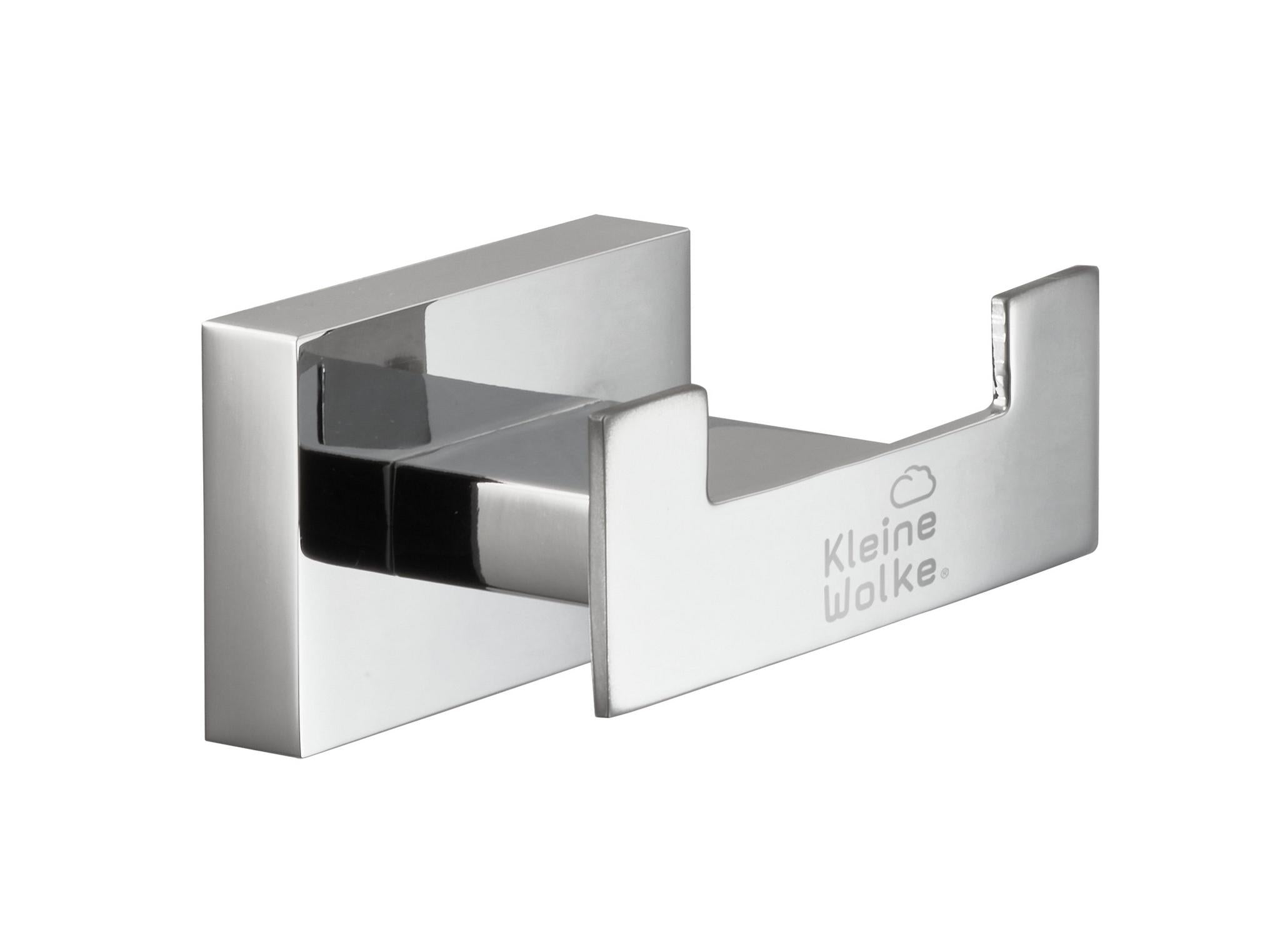 Verchromter Wand-Doppelhaken mit eckiger Basis und Logo Kleine Wolke