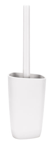 Weiße WC-Bürste mit passendem Halter in schlichter, moderner Form