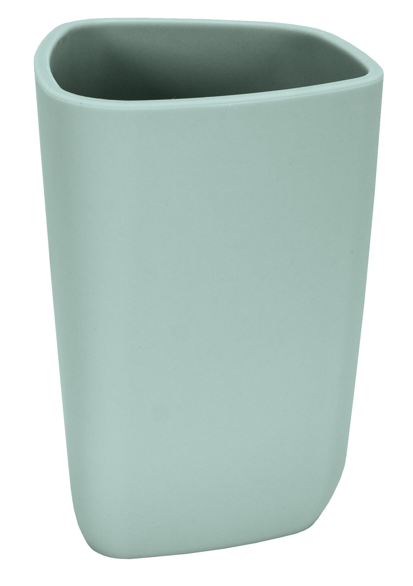 Mintgrüner, eckig abgerundeter Zahnputzbecher aus moderner Keramik
