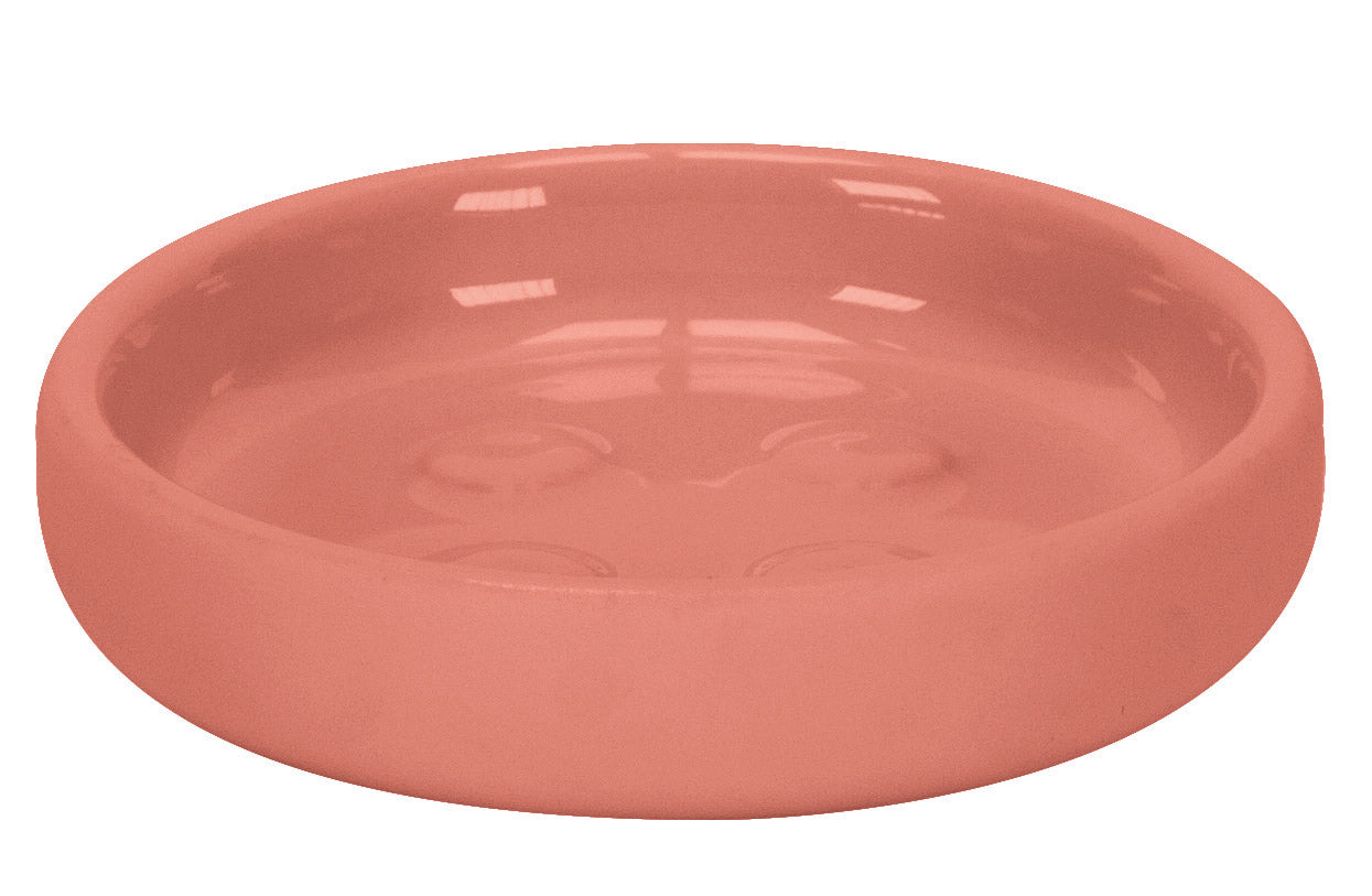 Die Seifenschale ECLIPSE Terracotta steht leer als runde Seifenschale aus Keramik im Fokus.