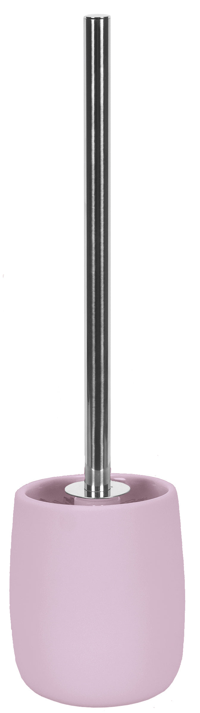 WC-Bürsten-Halter ECLIPSE Erika mit rosafarbener Halterung und silbernem Stiel frontal dargestellt.
