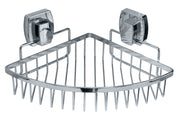 Verchromte Eck-Duschablage als Gitterkorb mit quadratischer Wandbefestigung