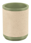 Grüner Zahnputzbecher, zylindrisch mit geriffelter, beiger Außenfläche