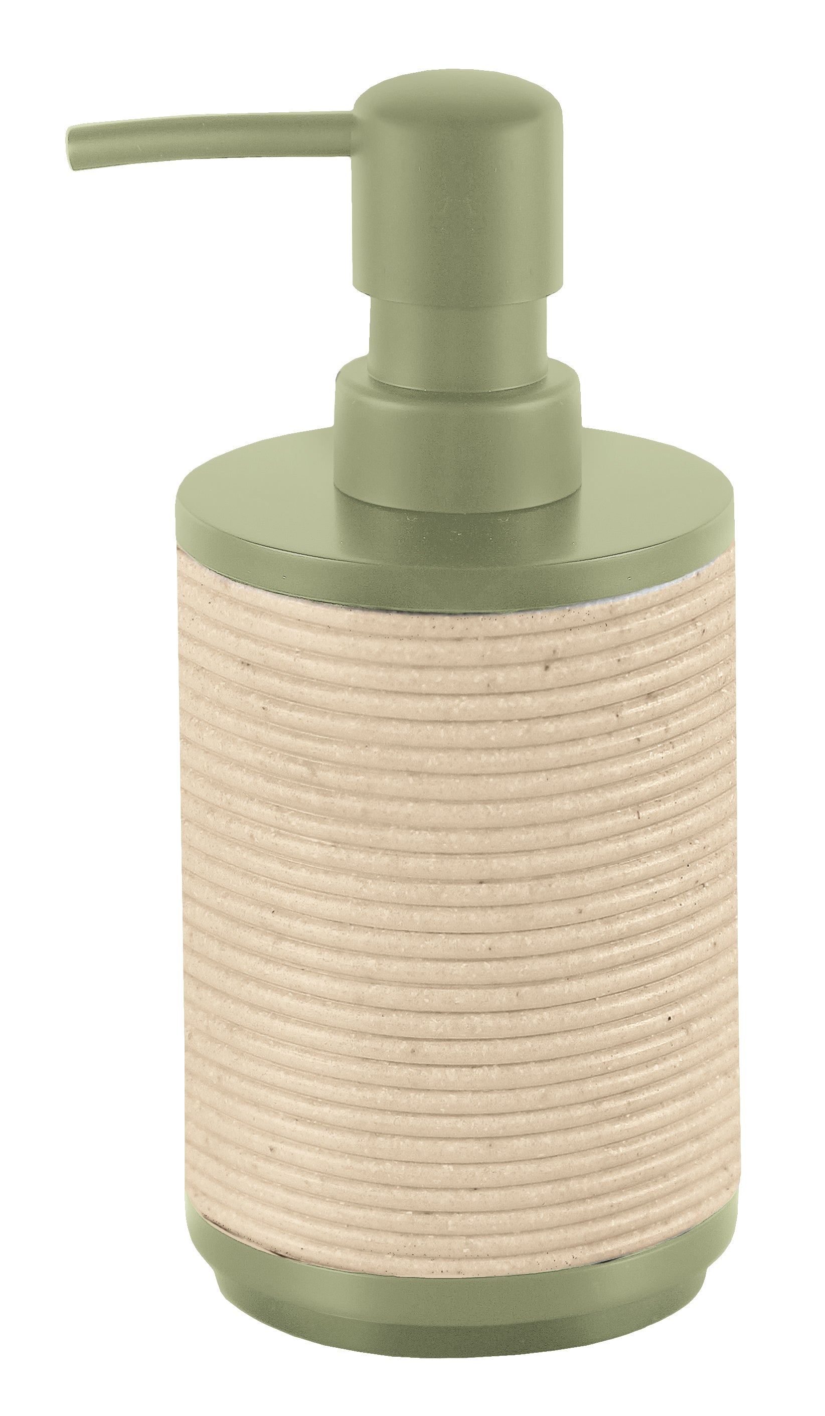 Der Seifenspender RUNA Dill steht freigestellt vor weißem Hintergrund.