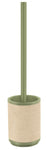 Grüne WC-Bürste mit rundem beige geriffelten Halter aus Kunststoff