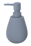 Grauer, mattierter Seifenspender in konischer Form mit Pumpkopf oben