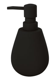Schwarzer, matter Seifenspender mit rund zulaufendem Behälter Design