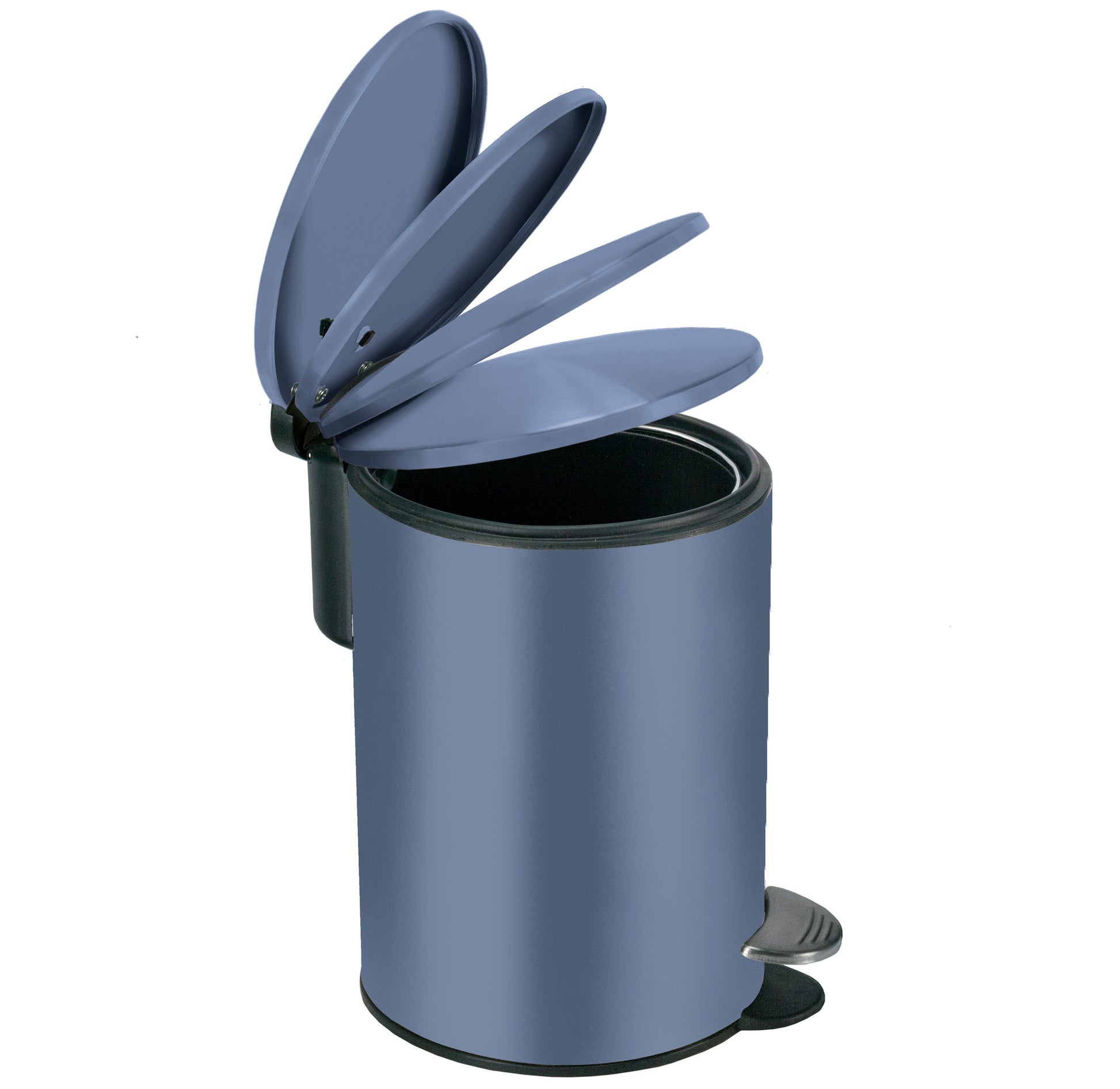 Kosmetikeimer SILENCE Mare 3 Liter mit geöffnetem Deckel und Pedal in Seitenansicht.