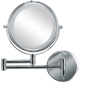 Runder verchromter Kosmetikspiegel mit schwenkbarem Doppelauszugsarm