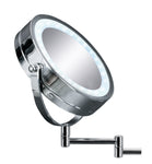 Runder, verchromter LED-Kosmetikspiegel mit schwenkbarem Arm Wandmontage