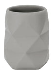 Grauer Zahnputzbecher mit geometrischer Facettenstruktur aus Keramik