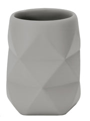 Zahnputzbecher CRACKLE in Platinfarben steht freigestellt vor weißem Hintergrund.