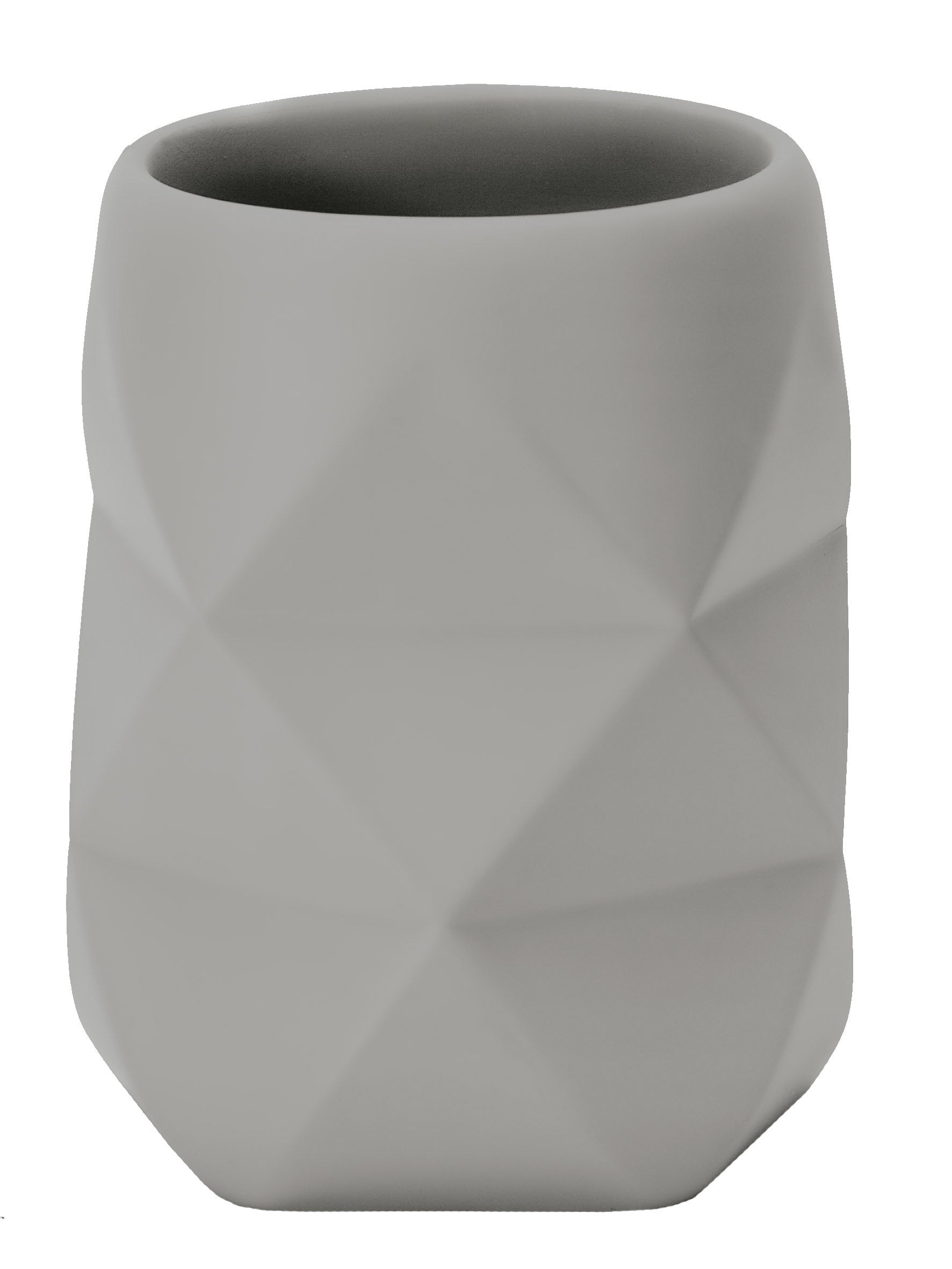 Zahnputzbecher CRACKLE in Platinfarben steht freigestellt vor weißem Hintergrund.