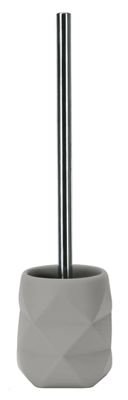 WC-Bürsten-Halter CRACKLE platinfarben steht mit Bürste freistehend vor weißem Hintergrund.