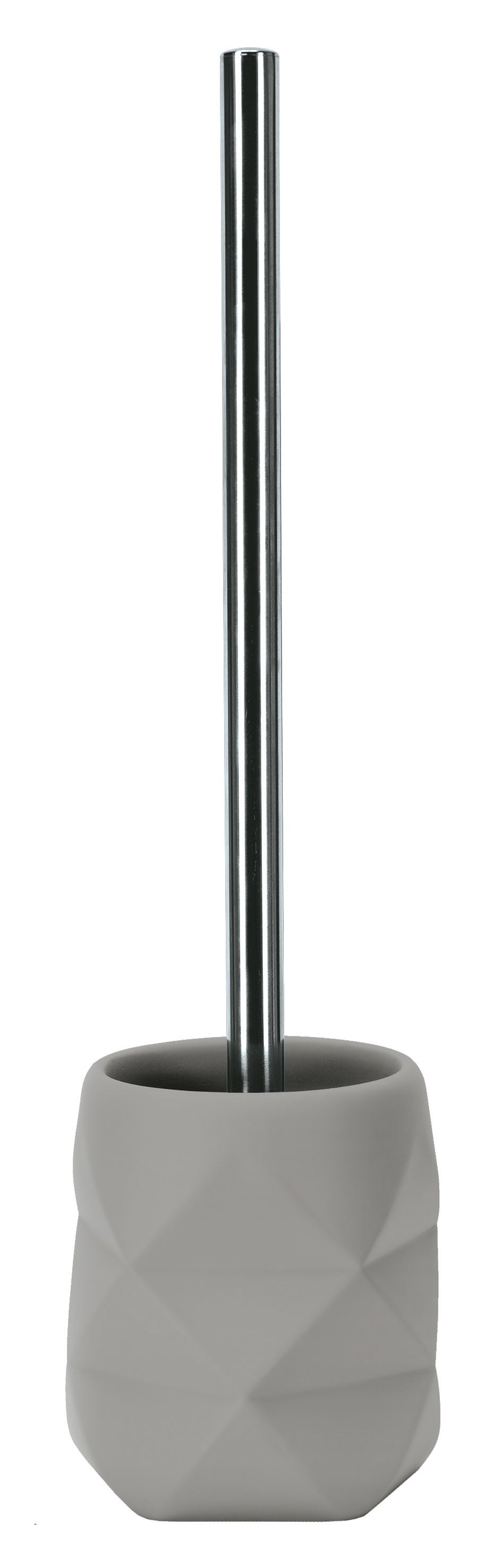 WC-Bürsten-Halter CRACKLE platinfarben steht mit Bürste freistehend vor weißem Hintergrund.