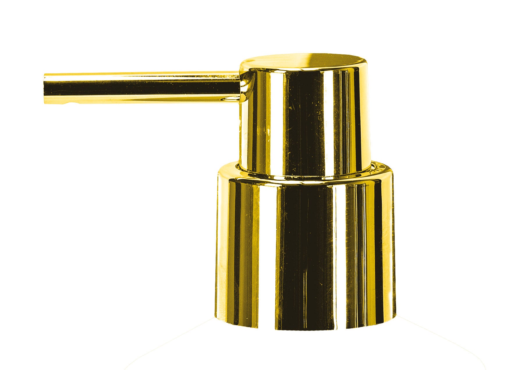 Goldener Seifenspender-Aufsatz aus Metall mit zylindrischem Pumpkopf