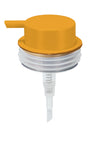 Gelber Dosieraufsatz mit durchsichtigem Schraubverschluss für Flaschen