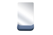 Rechteckiger Badspiegel mit integrierter blauer Ablagefläche unten