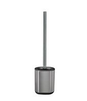 Edelstahl-Toilettenbürste mit zylindischem Behälter in Silberoptik