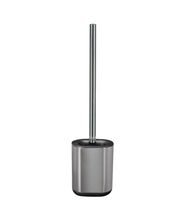 Edelstahl-Toilettenbürste mit zylindischem Behälter in Silberoptik