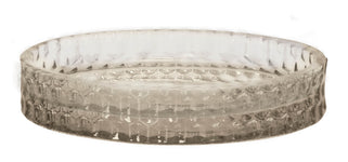 Runde, transparente Glas-Seifenschale mit feiner strukturierter Oberfläche