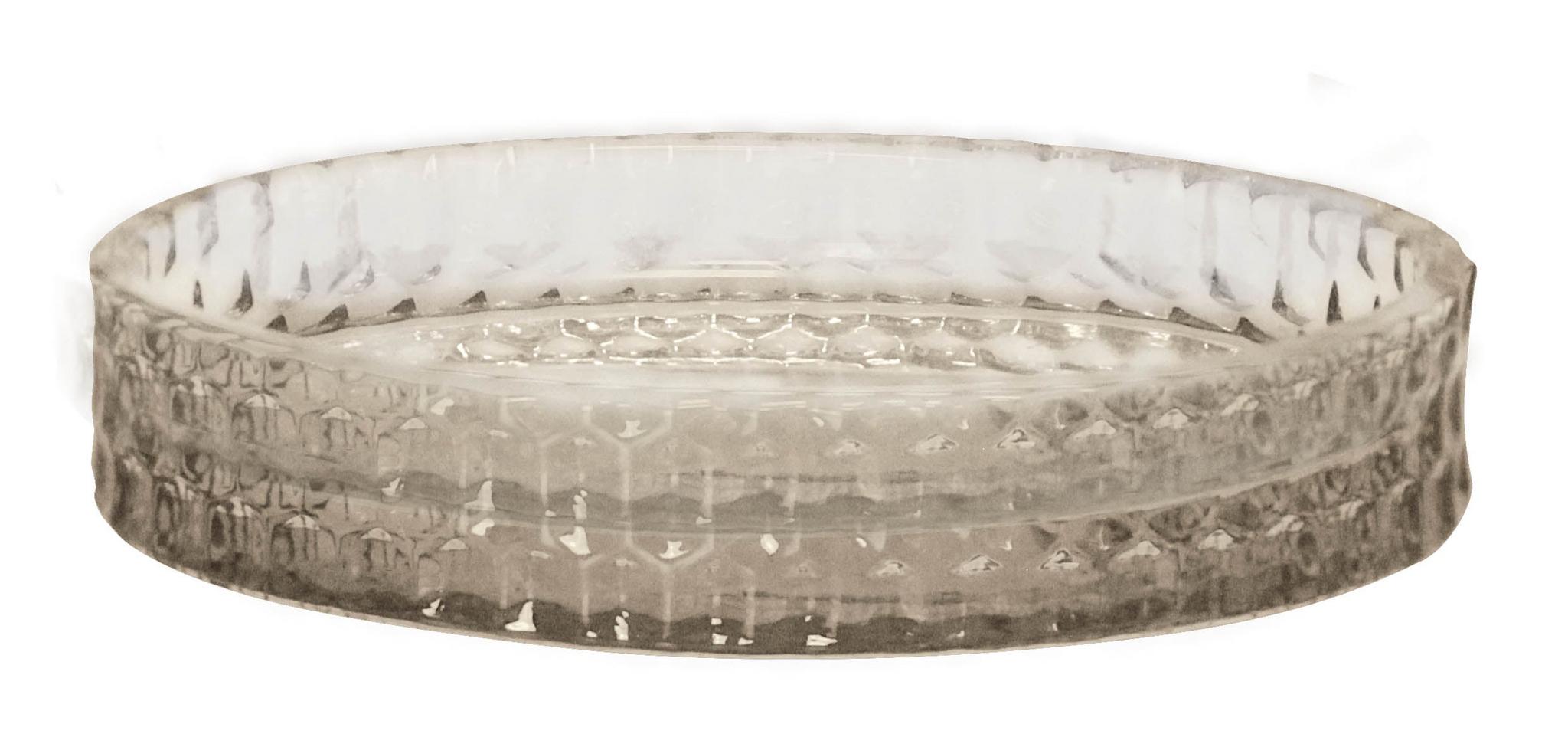 Runde, transparente Glas-Seifenschale mit feiner strukturierter Oberfläche