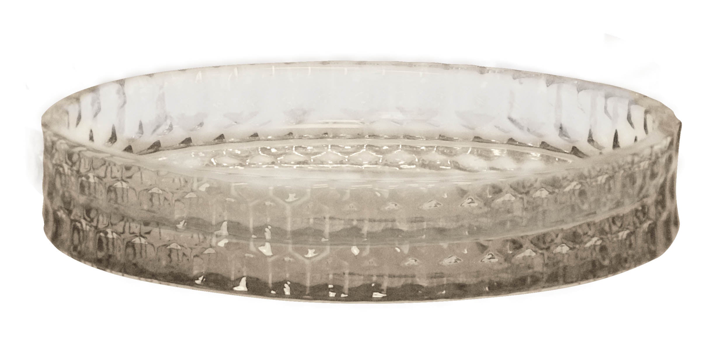 Runde, transparente Glas-Seifenschale mit feiner strukturierter Oberfläche