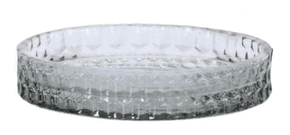 Runde transparente Glas-Seifenschale mit strukturierter Oberfläche