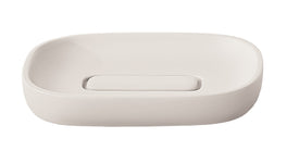 Rechteckige weiße Seifenschale aus Keramik mit abgerundeten Ecken