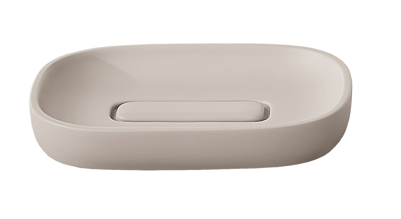 Die Seifenschale ALITA in Seidenfarben liegt leer auf weißem Hintergrund.