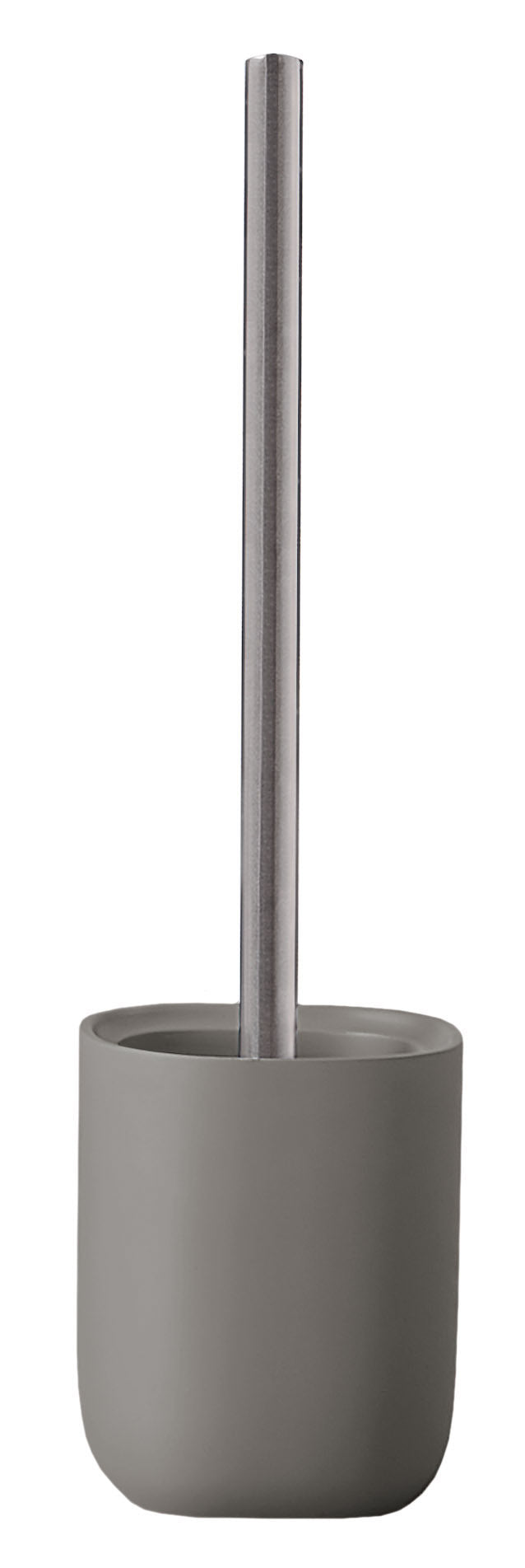 WC-Bürsten-Halter ALITA Schiefer steht mit Edelstahlstiel vor weißem Hintergrund.