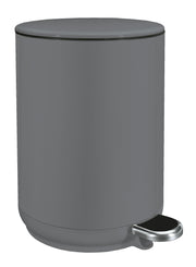 Grauer runder Bad-Treteimer mit verchromtem Fußpedal, geschlossen oben
