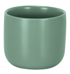 Runder, mattgrüner Zahnputzbecher aus Keramik mit schlichtem Design