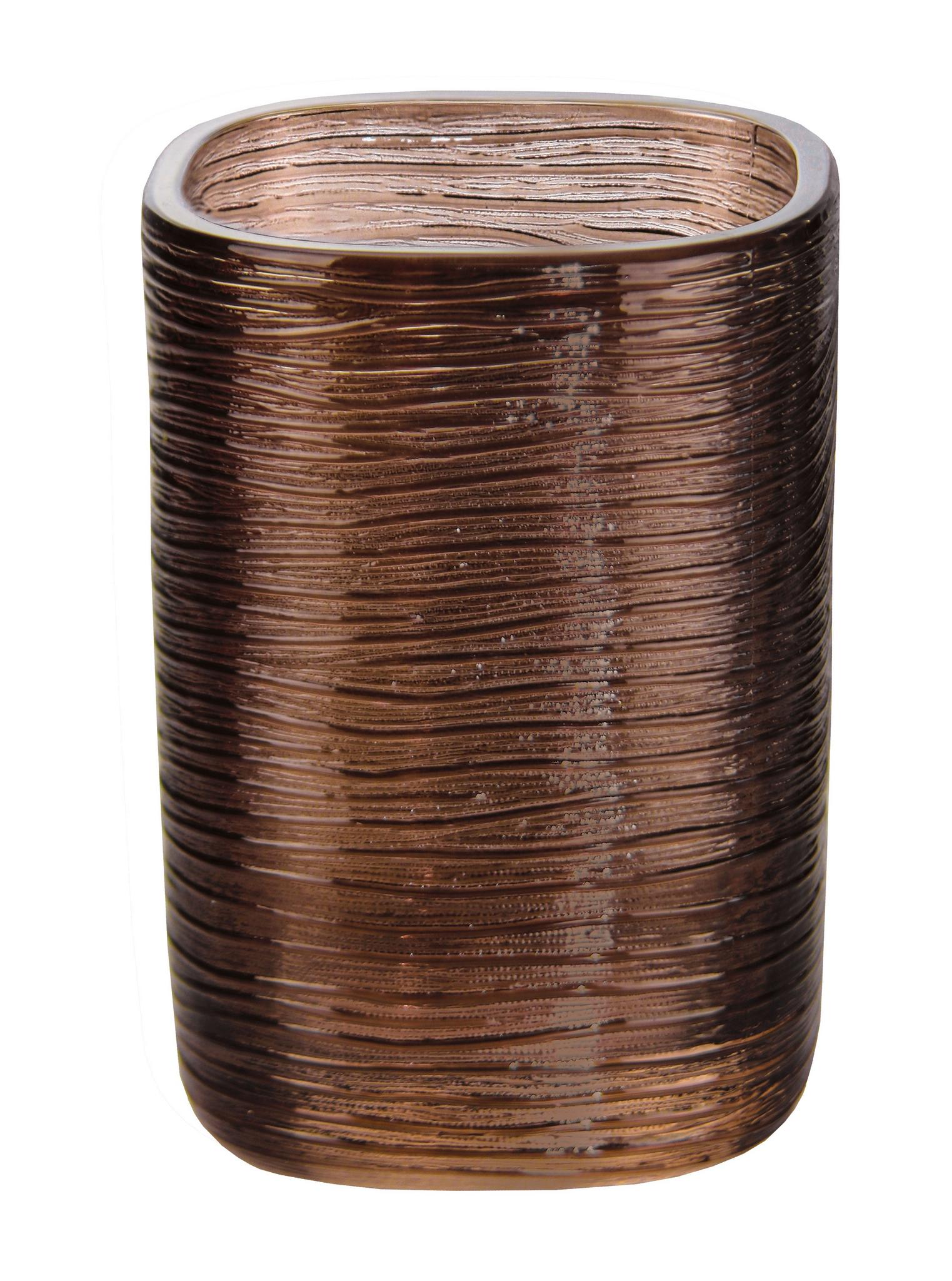 Brauner, gerillter Zahnputzbecher aus Glas mit eckiger, abgerundeter Form