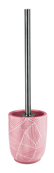 WC-Bürsten-Halter SERENA Koralle mit Edelstahl-Stiel und geometrischem Muster in Nahansicht.
