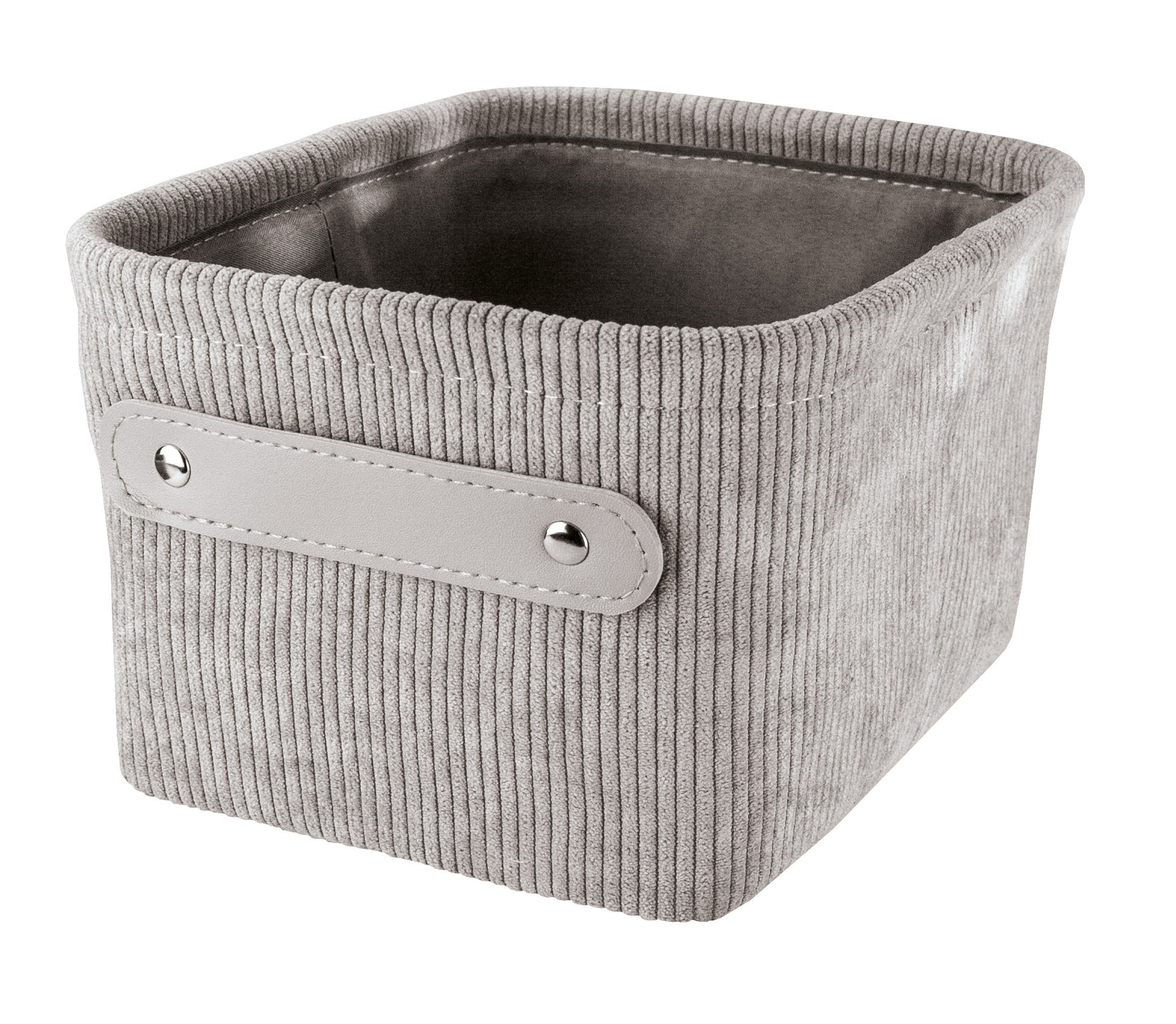 Auf dem Bild ist der platinfarbene Aufbewahrungskorb BEDFORD in Größe S zu sehen.