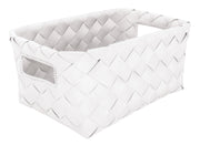 Aufbewahrungskorb ASPERA Weiß M steht leer als rechteckiger Flechtkorb mit Grifföffnungen.