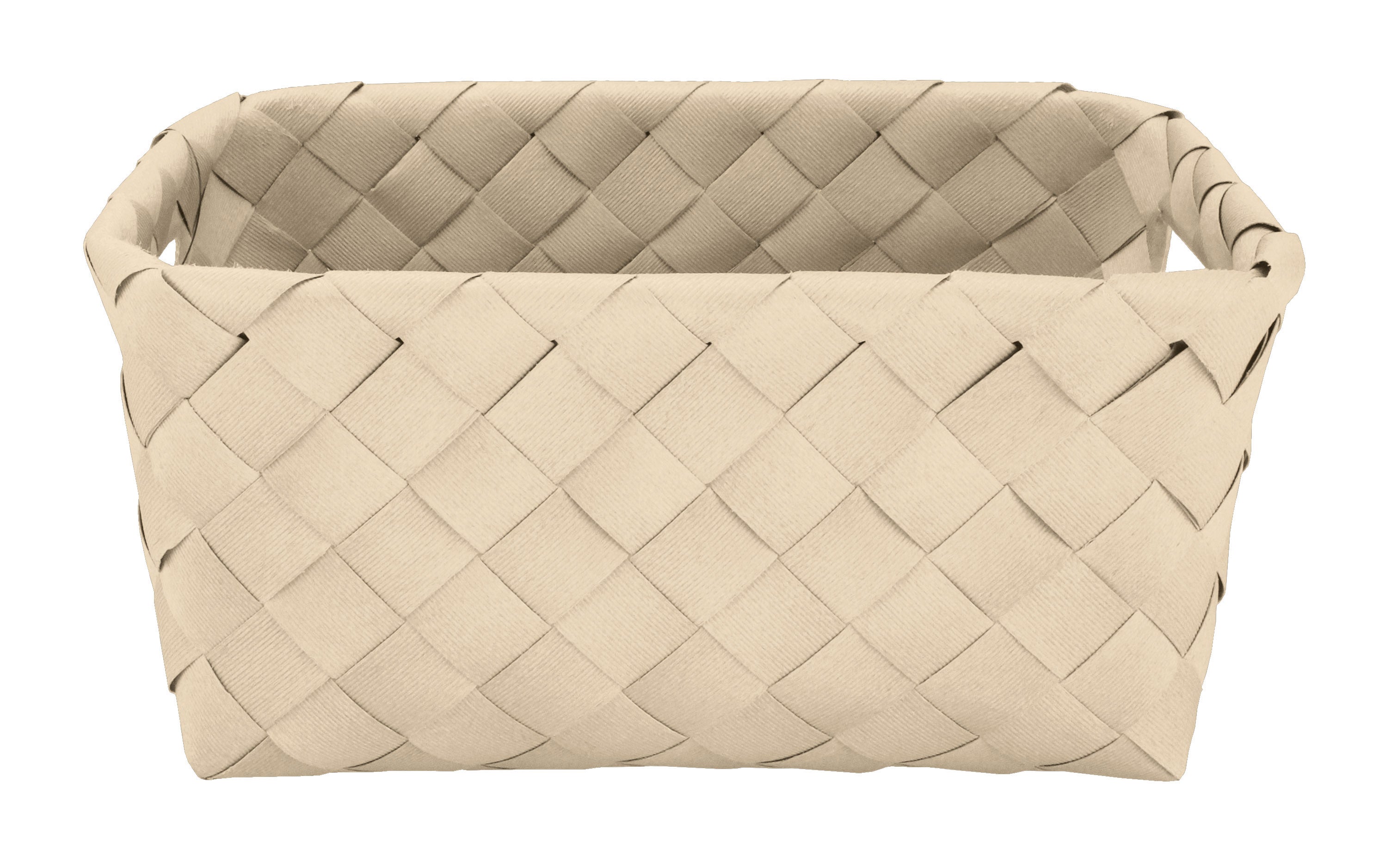 Aufbewahrungskorb ASPERA Sandbeige M steht leer vor weißem Hintergrund.