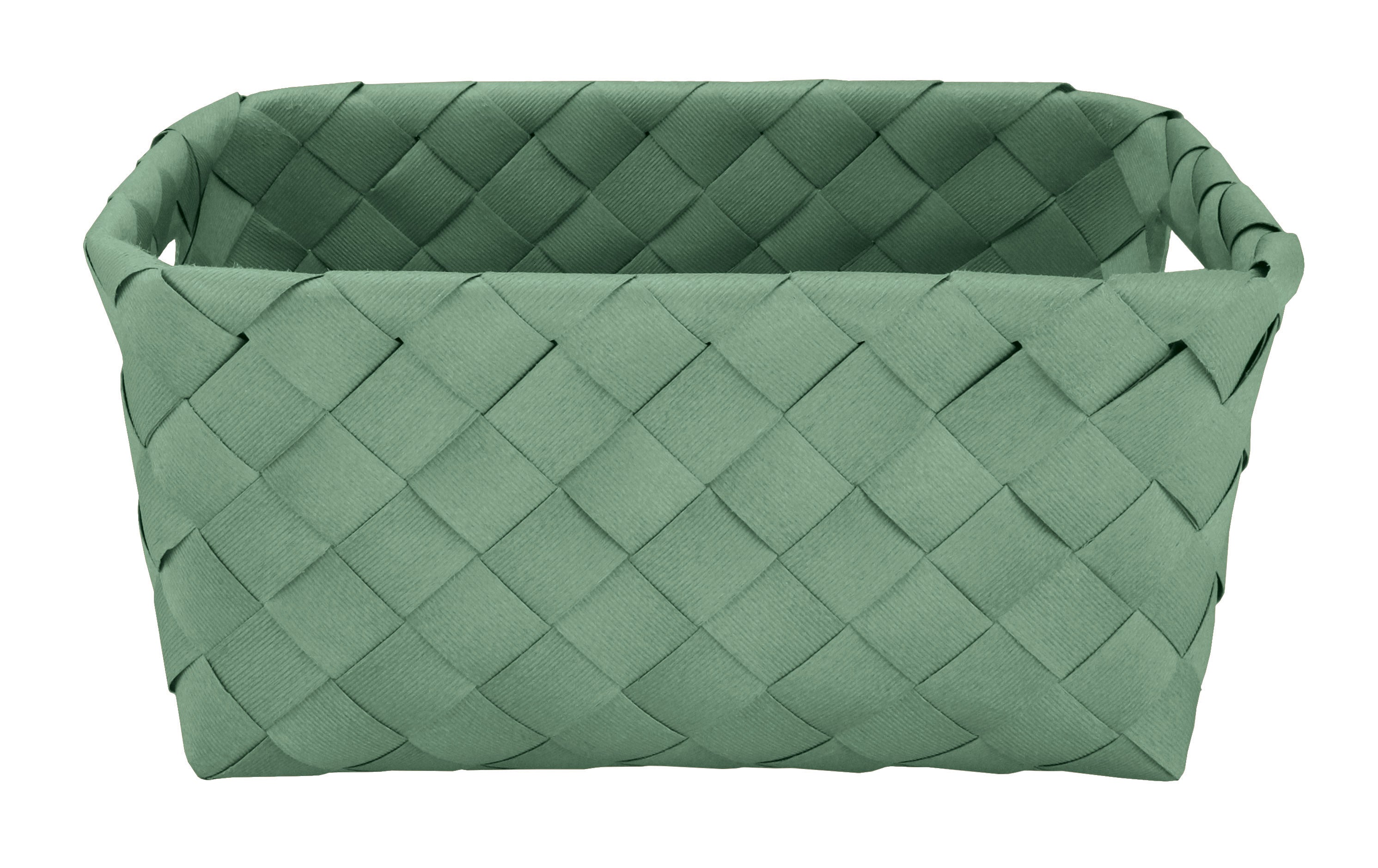 Aufbewahrungskorb ASPERA Maledivia M steht als grüner Flechtkorb rechteckig im Bild.