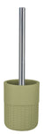 Toilettenbürste mit silbernem Stiel in grünem, strukturiertem Halter