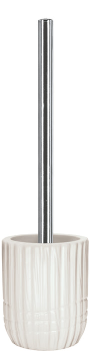 WC-Bürsten-Halter CONCHA Weiß mit verchromtem Griff in rundem, strukturiertem Becher ist abgebildet.
