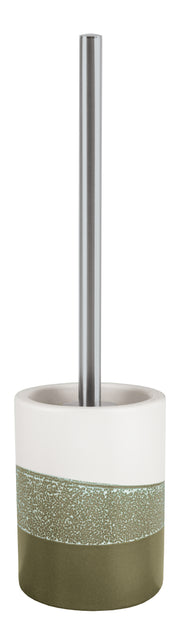 WC-Bürste mit Halter in Weiß und Grüntönen, Griff aus Edelstahl matt