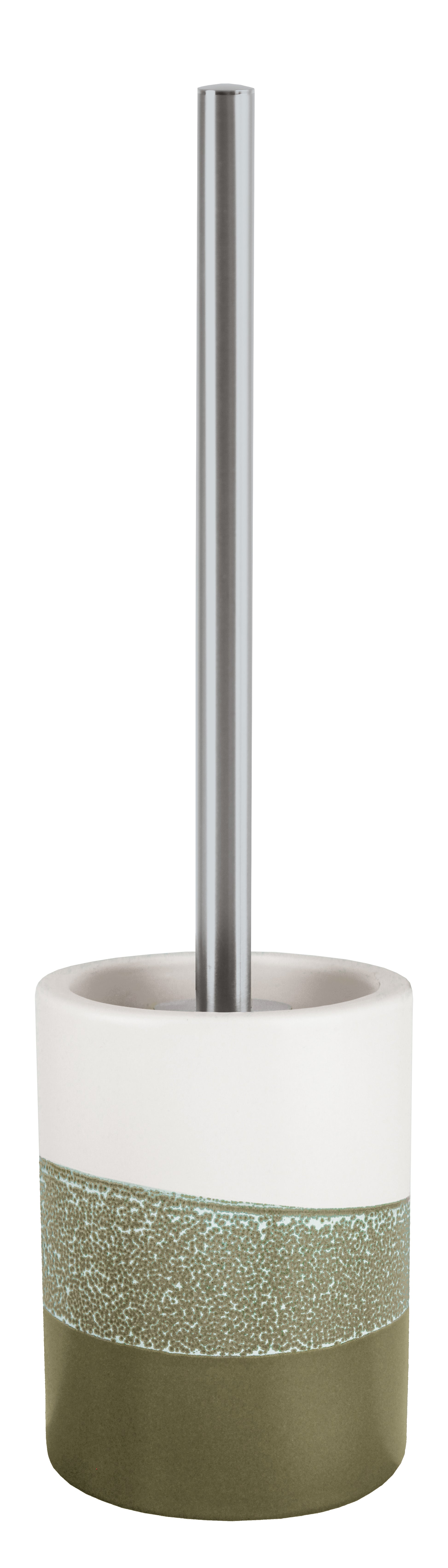 WC-Bürste mit Halter in Weiß und Grüntönen, Griff aus Edelstahl matt