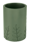 Grüner Zahnputzbecher mit eingeprägtem Blättermotiv aus Kunststoff